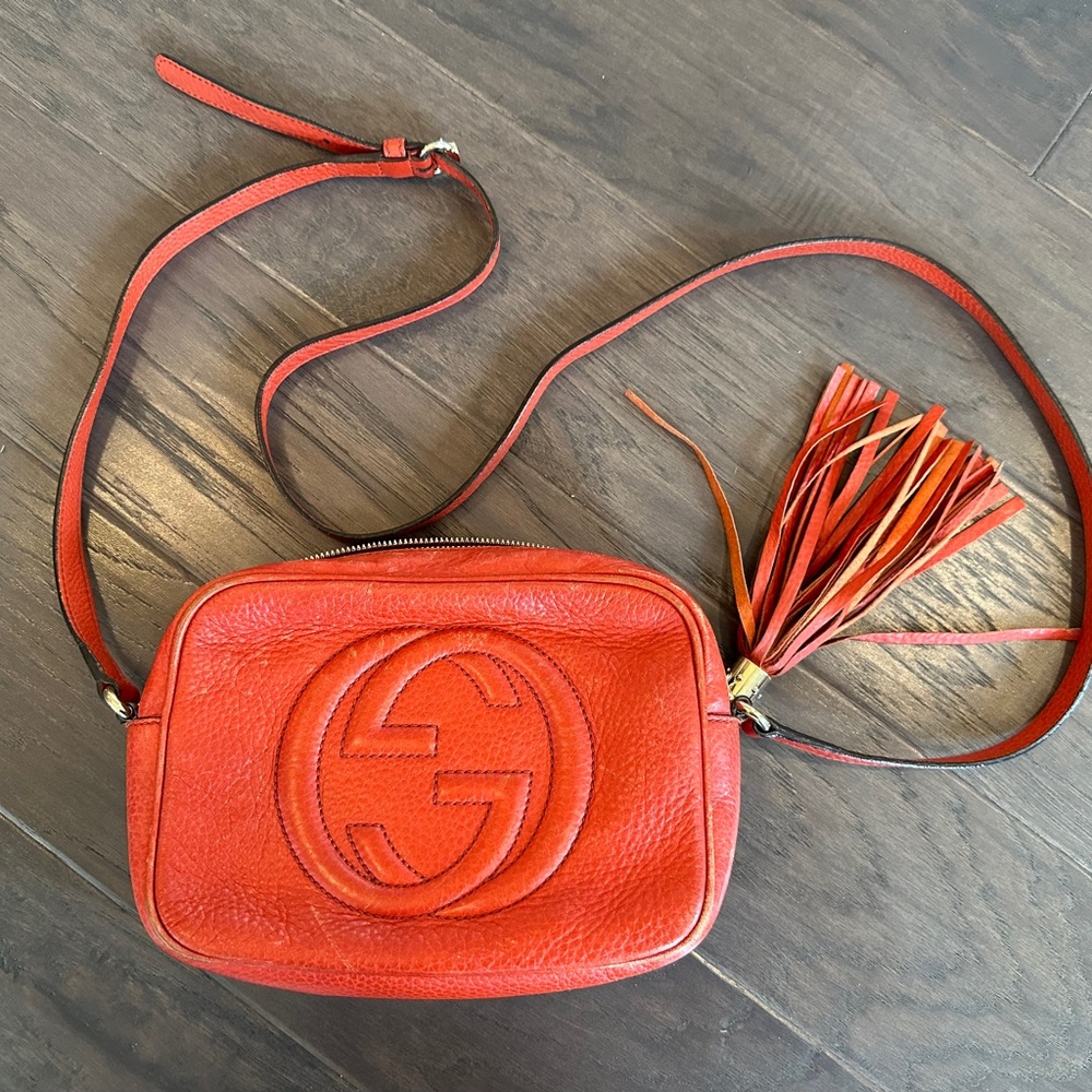 Gucci soho crossbody bag. Used condition with a tear on handle with fading.